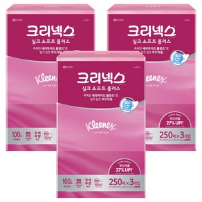 크리넥스 실크 소프트 천연펄프 미용티슈 2겹, 250매, 9개