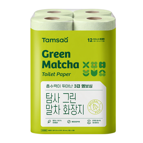탐사 그린말차 천연펄프 화장지, 30m, 12롤, 1팩