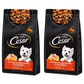 시저 어덜트 강아지 건식사료, 칠면조, 1kg, 2개