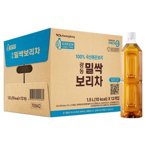 광동제약 밀싹 보리차 그린 무라벨, 1.5L, 12개