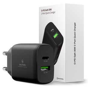 오피디 GaN 30W 듀얼포트 PPS 초고속 PD 충전기, 블랙, 1개