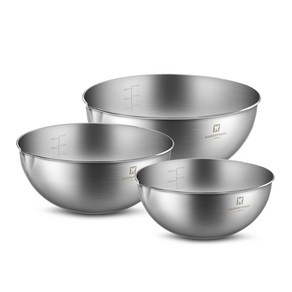 버큄 스텐 믹싱볼 3종 세트, 20cm + 24cm + 28cm, 1세트