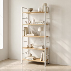 코멧 5단 책장, 화이트, 60, 28, 148cm, 1개