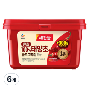 해찬들 원조 태양초 골드 고추장, 1.8kg, 6개