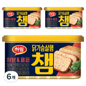 하림 닭가슴살 햄 챔 허브 페퍼, 200g, 6개