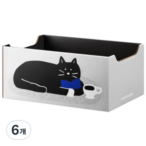옥희독희 고양이 목이 편한 박스 스크래쳐, 티타임냥, 대형48, 32, 20 cm, 6개