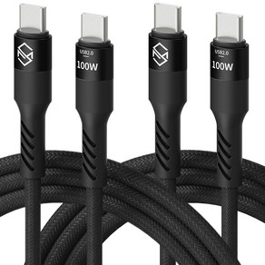 신지모루 C타입-C타입 단선방지 100W PD 초고속충전 케이블, 블랙, 2m, 2개