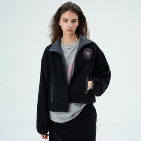 마르디메크르디 CROPPED FLOWER LOGO FLEECE JACKET