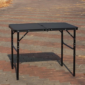 캠프빌리지 3단 높이조절 폴딩 캠핑 테이블, 블랙