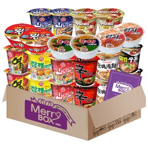 컵라면 세트24개(육개장사발면+김치사발면+신라면+안성탕면+튀김우동+짜파게티+도시락+육개장컵+미니왕뚜껑+참깨+진라면 매운맛+열)+메세지카드, 1박스