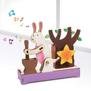 플로라 영공방 오르골만들기 DIY 수동 오르골 절구 찧는 토끼 (YM946) diy프라모델, 1개