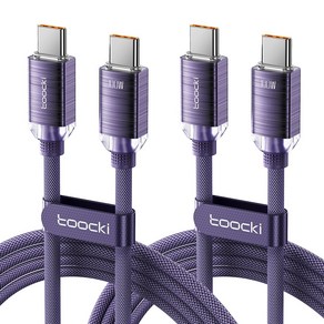 Toocki 100W C to C PD 초고속 충전 케이블, 퍼플, 2m, 2개