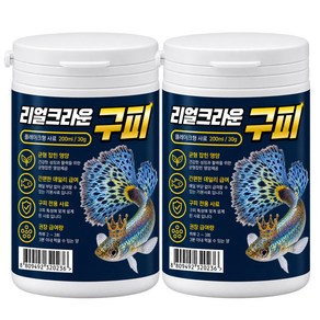 리얼크라운 구피 플레이크형 사료, 200ml, 2개