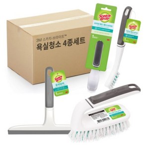 스카치브라이트 브러쉬 4종 세트 + 코맨드 훅 1p, 혼합색상, 1세트 - 청소솔/스틱