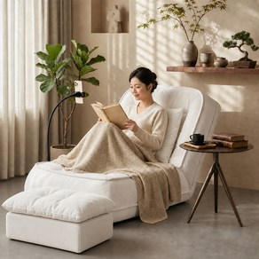 하루꿈 좌식 소파베드 침실 베란다 거실 각도 조절 대형 접이식 빈백 소파, 아이보리, 175cm, 85cm, 25cm, 1개