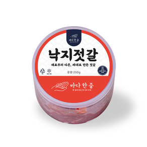 [바다한줌] 낙지젓갈 250g 500g 탱글한 식감 밥도둑 반찬 저염 국내제조, 1개
