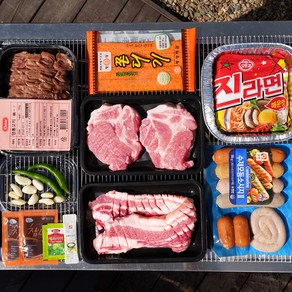 1+등급 한돈 삼겹살 목살 바베큐 밀키트 캠핑고기세트 10종구성, 삼겹살 세트, 600g, 1개