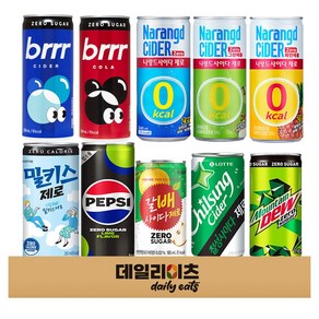 [데일리이츠] 소캔 제로칼로리 탄산음료 10캔 (펩시제로 칠성사이다제로 마운틴듀 밀키스제로 나랑드제로3종 탐스제로파인 탐스제로사과 갈배사이다제로), 245ml, 1개