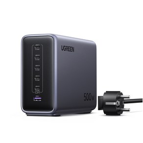 UGREEN 유그린 500W GaN 고속 충전 스테이션 6포트 데스크탑 접지형 멀티충전기 단일 포트 최대240W 지능형 온도 제어 공간 절약형 디자인 아이폰 17 시리즈 호환, Gray, 1개