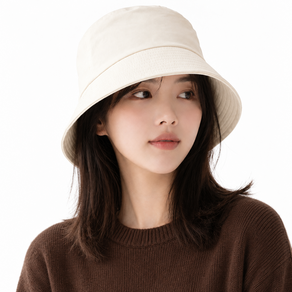 헬로조이 여성 버킷햇 벙거지 모자, 아이보리, FREE, 1개
