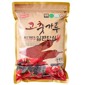 25년산 햇고추 국산 최상급 일편단심 해풍에 말린 태양초 고춧가루 일반 보통맛 / 최근제조 / 김치양념용, 500g, 1개