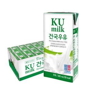 [건국우유] 멸균우유, 200ml 24입, 24개