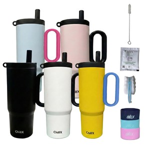 ChillX 완전밀폐 텀블러 + 빨대 + 세척제 + 세척솔 + 빨대솔 + 미끄럼방지캡, 1개, 749ml, 선샤인 옐로우
