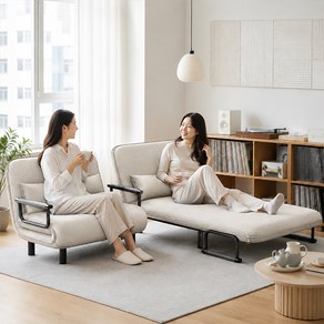 다용도 접이식 소파베드 1인용/2인용 등받이 조절 가능 편안한 거실 침실용 쇼파 침대겸용, 오트밀 100cm, 1개