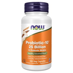 NOW Foods Probiotic-10 250億益生菌素食膠囊, 100顆, 1罐