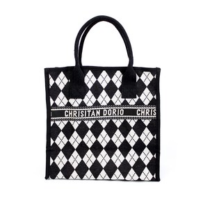 보브온 미니 린넨 에코백 여성 체크 미니 토트백 체크무늬 손가방