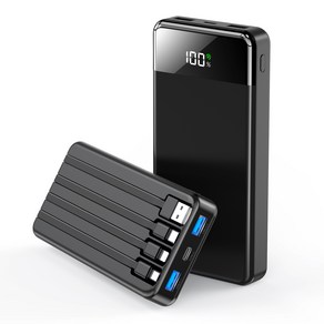 일체형 보조배터리 고속충전 30000mAh 대용량 PD 22.5W QC3.0 잔량표시+ 4개 케이블 멀티단자