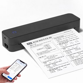 RUN기술 AI 휴대용 프린터 A4 라벨 포토 감열식 블루투스 오답노트, 1개, 03A-블랙