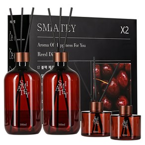 스미어티 디퓨저 대용량 실내 방향제 리필액 선물 세트 집 화장실 방향제 500ml, 블랙 체리 500ml 2개