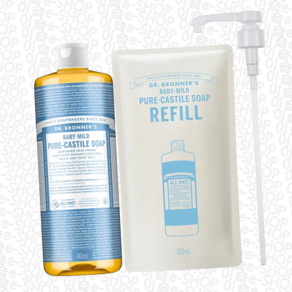 닥터 브로너스 퓨어 캐스틸 솝 740ml+300ml+전용펌프 -베이비, 1.04L, 1개