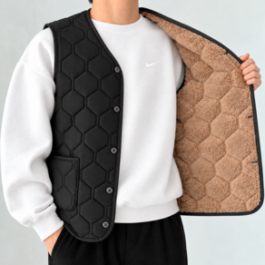 프라임스톤 남자 기모 경량 패딩 조끼, 블랙, 4XL(100~105), 1개