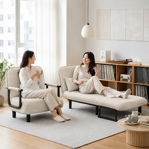 다용도 접이식 소파베드 1인용/2인용 등받이 조절 가능 편안한 거실 침실용 쇼파 침대겸용, 오트밀 80cm, 1개