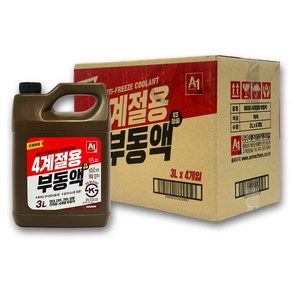 에이원 4계절용 부동액 적색 3리터, 3L, 1개