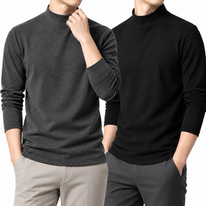 더놀자 겨울작업복 기모 보온 목폴라 티셔츠 1+1