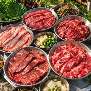 [맛춤상회] 소고기 모둠 세트 800g (갈비살+안창살+부채살+우삼겹) 200g*4팩 소분포장