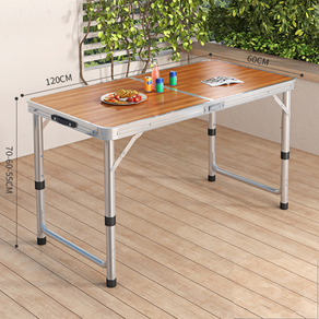 TANI 3단 높이조절 경량 폴딩테이블, 우드