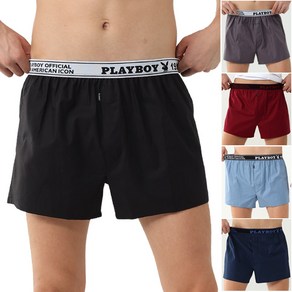 플레이보이 40수 순면 아웃밴드 통기성 사각 트렁크 5종 세트, 블랙, 네이비, 그레이, 스카이, 와인, 100, 1개