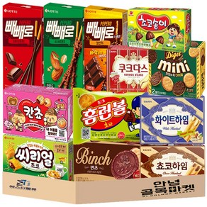 [안녕골목마켓] 곽과자12종세트_빼빼로3종+홈런볼+빈츠+다이제미니+쿠크다스+쵸코하임+화이트하임+씨리얼+칸쵸+초코송이, 1개