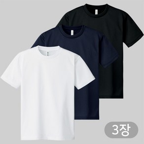 어반티 남녀공용 스포츠 기능성 드라이 라운드 반팔 티셔츠 3장 세트, 블 + 블 + 블, 5L(120), 1개