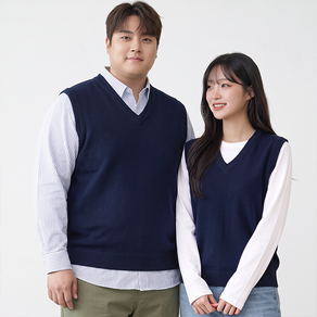 텐클로 남녀공용 빅사이즈 브이넥 니트 스웨트 베스트 TC-410