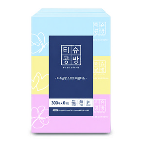티슈공방 소프트 미용티슈 2겹, 300매, 6개