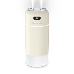 JGUG 미니 가습기 듀얼미스트 700ml 대용량 무선 초음파 무드등 휴대용 가정용 사무실 탁상용, 베이지, J9