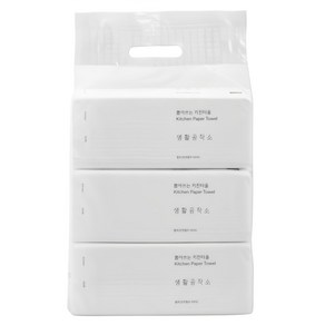 생활공작소 뽑아쓰는 천연펄프 키친타올, 100매, 3개, 1개입