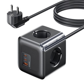 Toocki GaN PPS 3포트 2C1A 초고속 충전 4구 4000W 고용량 큐브 멀티탭, 블랙, 1.5m, 1개