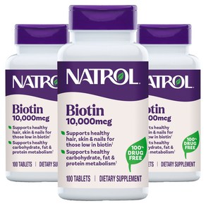 나트롤 비오틴 뷰티 10000mcg 타블렛, 100정, 3개