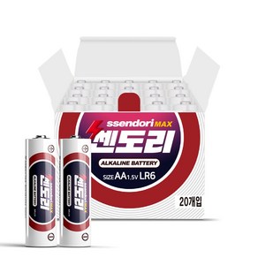 쎈도리 맥스 알카라인 AA 건전지, 1개, 20개입